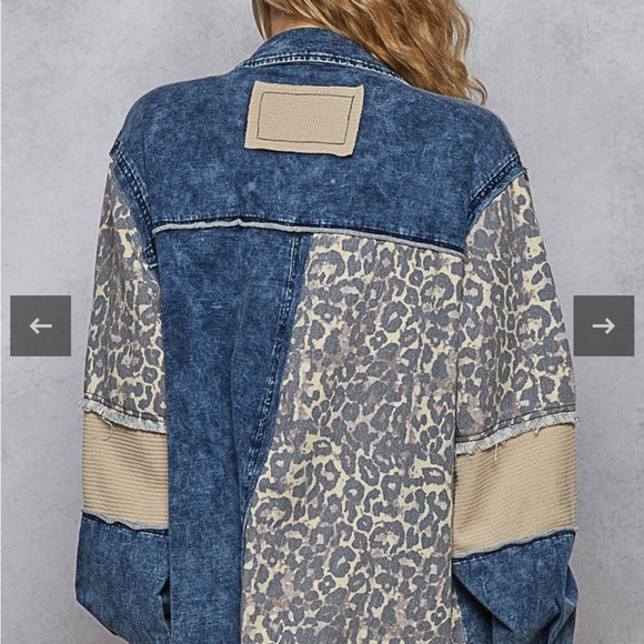 POL Indigo Blue Leopard Denim shirt jacket - oversized relaxed new - Picture 4 of 6